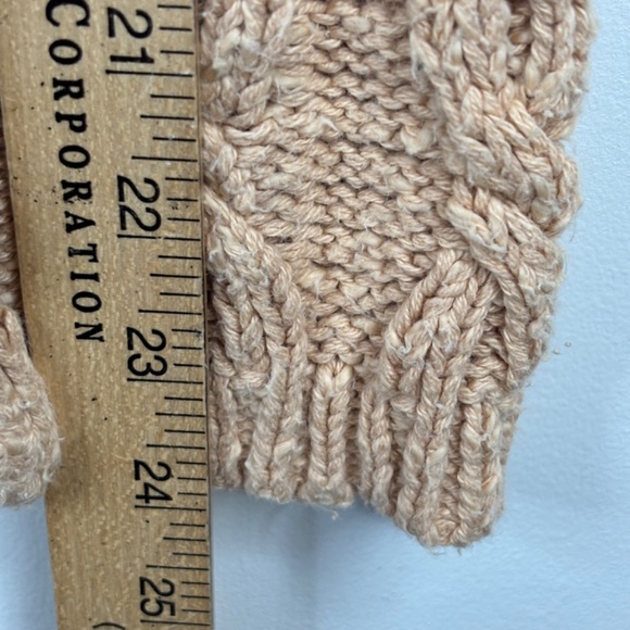 Free People Sweater L Isla Cable Knit Tunic Oversized Slouchy Boho Fisherman Tan - Picture 12 of 13